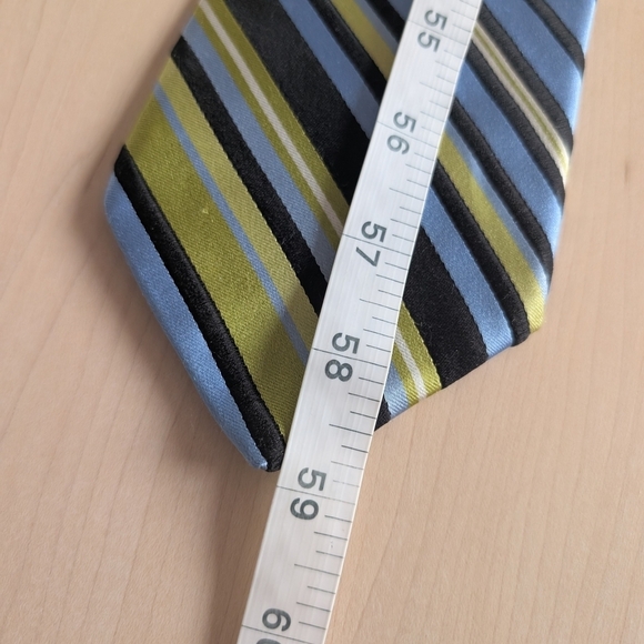 🇬🇧TED BAKER Striped Blue and Green Tie - Picture 7 of 7